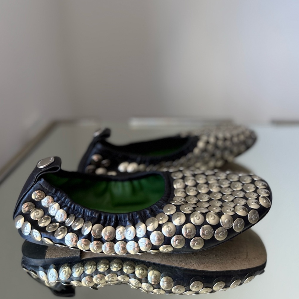 Like New TORY BURCH Studded Ballet In Perfect Black 6.5 $498 - Picture 11 of 12